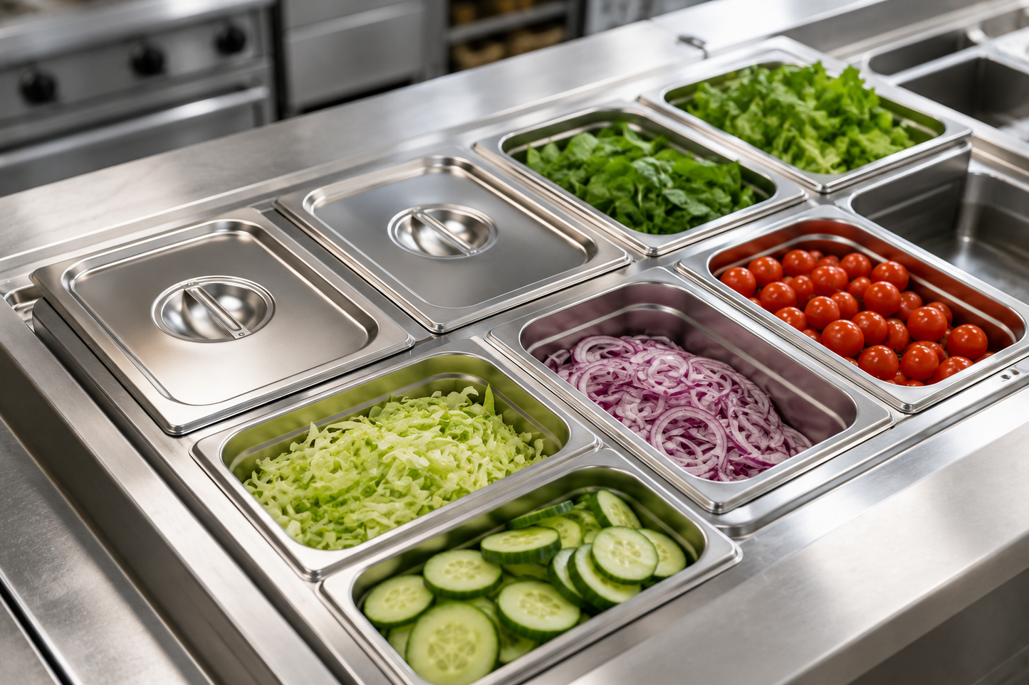 Bac Gastro GN 1/3 avec couvercle inox – Acier inoxydable 1 mm