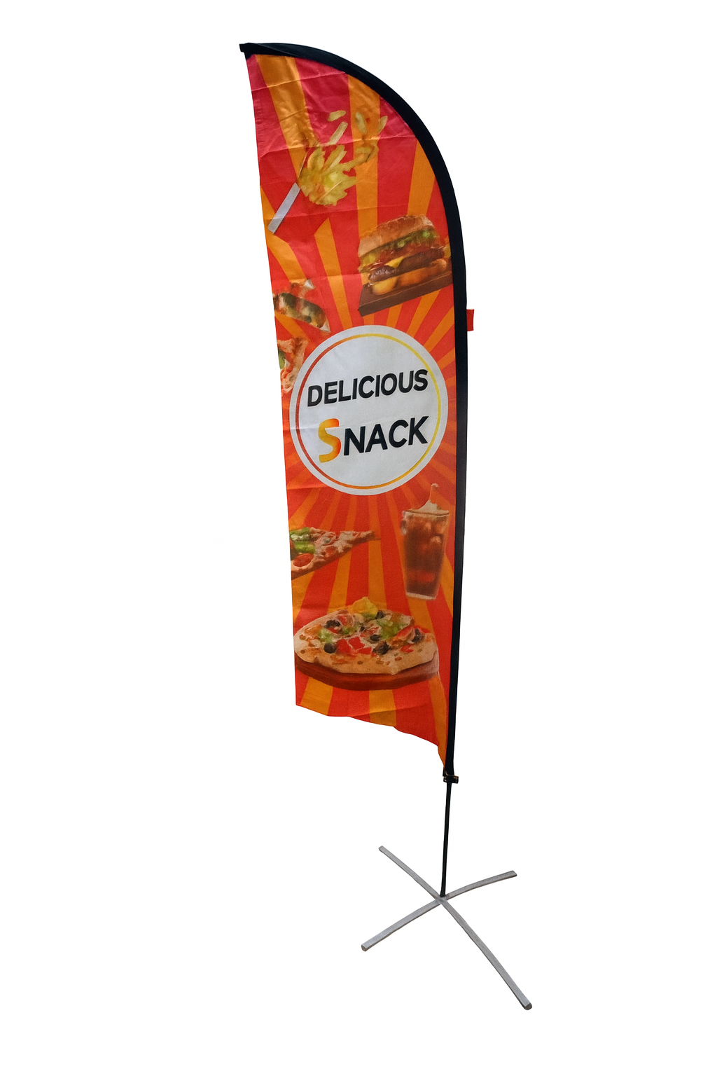 Drapeau publicitaire snack et pizzeria