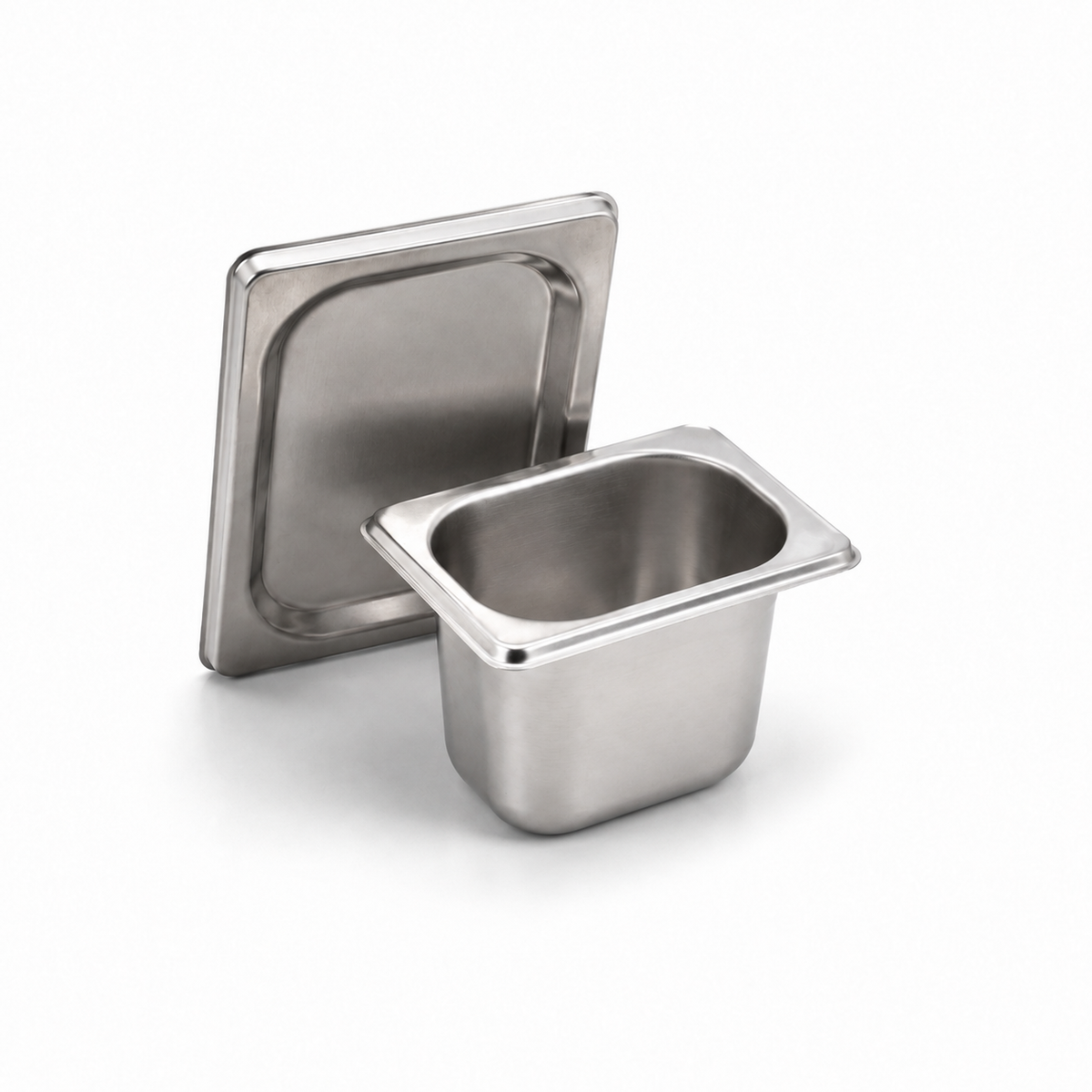 Bac gastro GN 1/6 avec couvercle inox – Acier inoxydable 1 mm