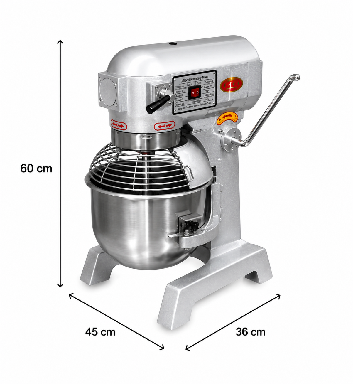 Batteur mélangeur planétaire professionnel 10 L – 3 vitesses – Cuve inox