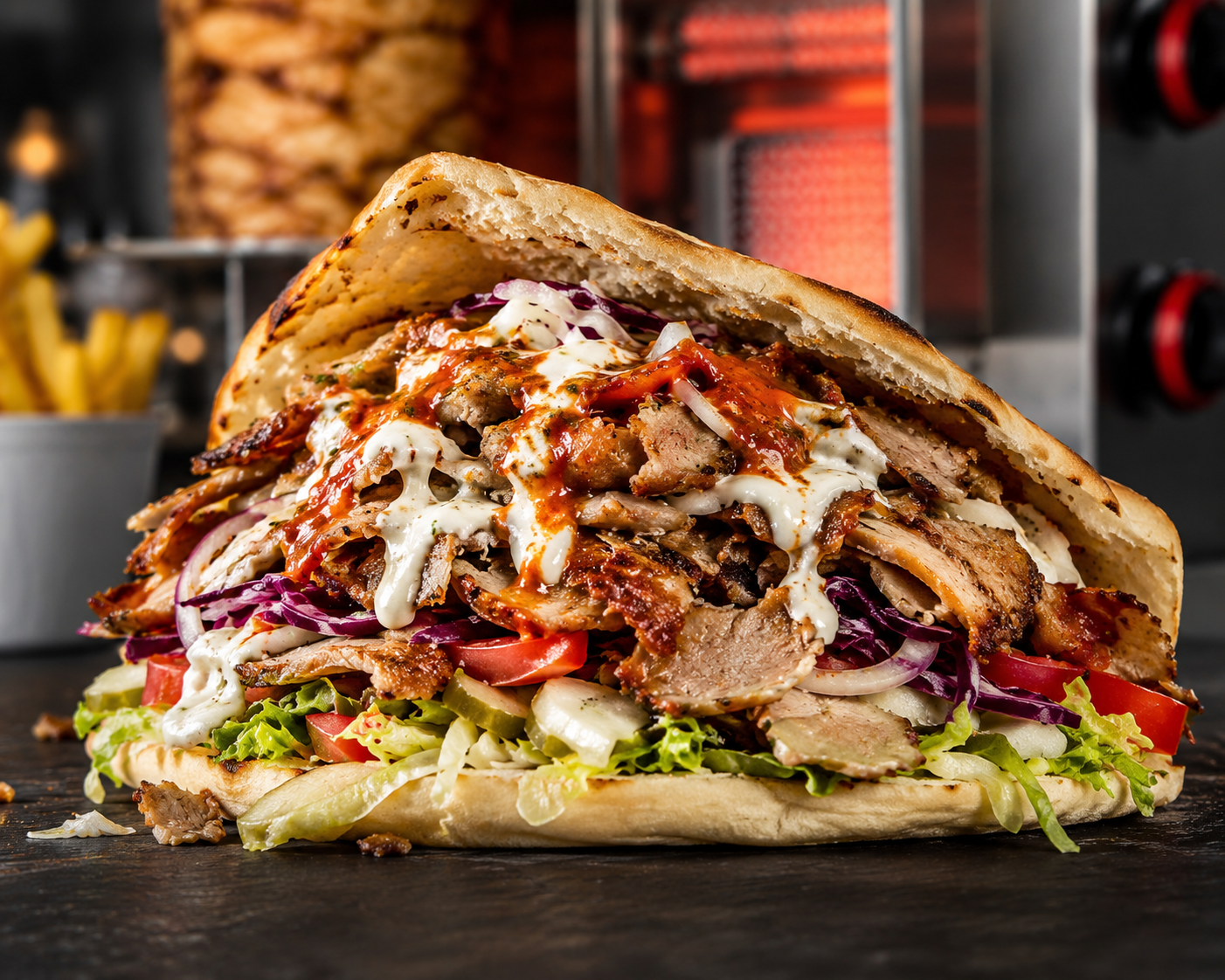 Machine à kebab professionnelle à gaz – 3 ou 4 feux