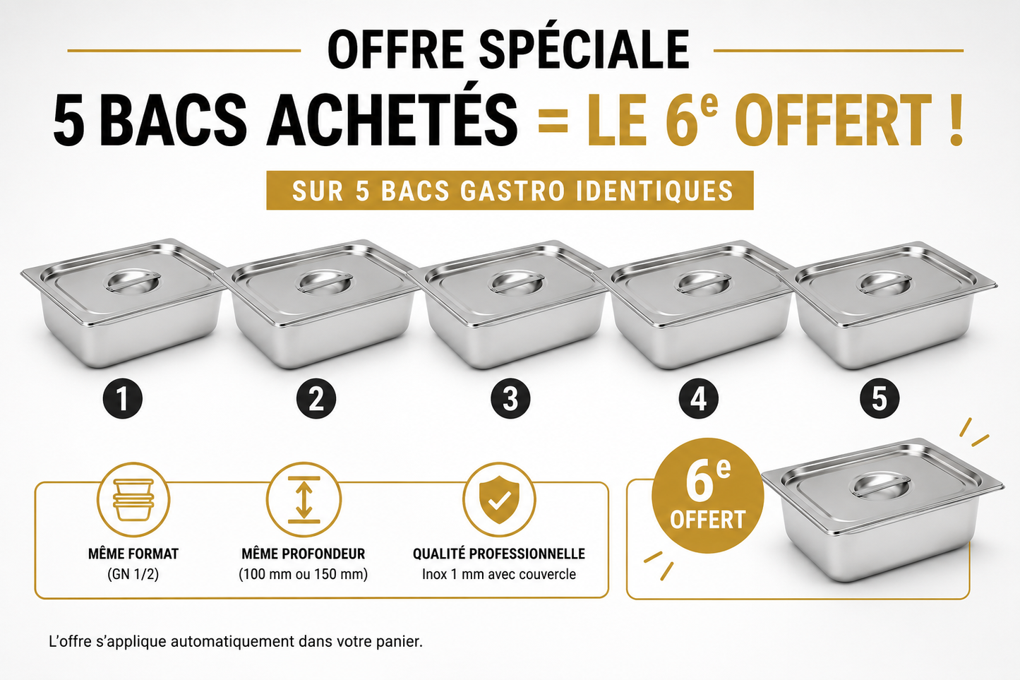 Bac Gastro GN 1/2 avec couvercle inox – Acier inoxydable 1 mm