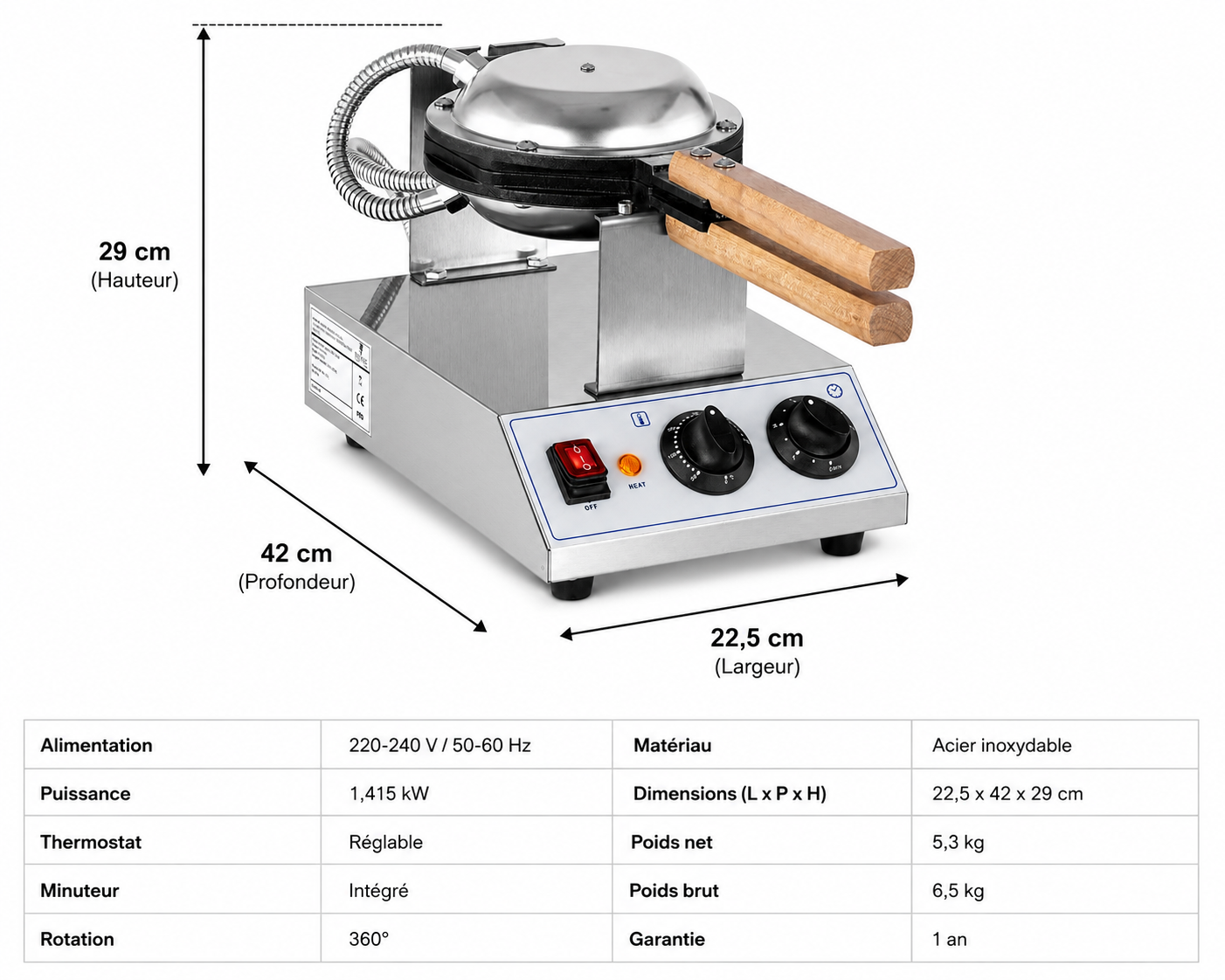 Gaufrier professionnel Bubble Waffle