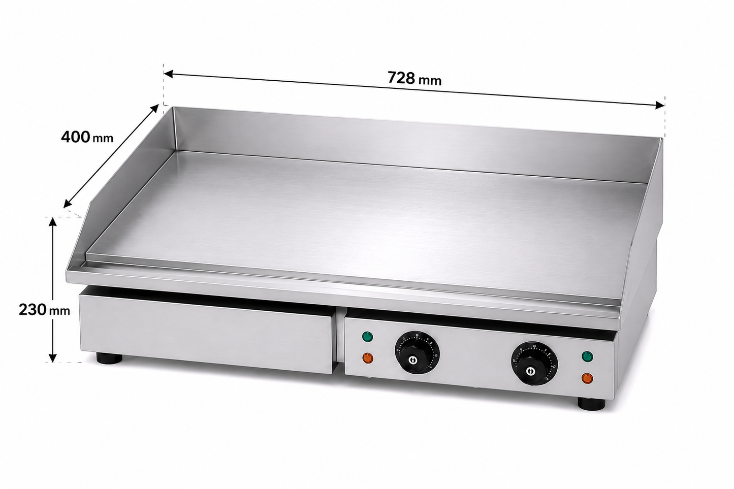 Plancha électrique « chromée »professionnelle 73 cm – Plaque en acier inoxydable avec revêtement chromé