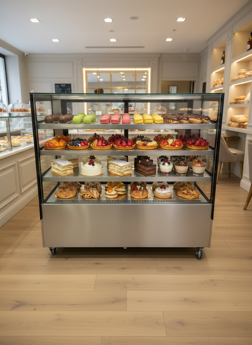 Vitrine Réfrigérée Professionnelle Pâtisserie – Cake Showcase – 120 cm & 150 cm – Norme CE