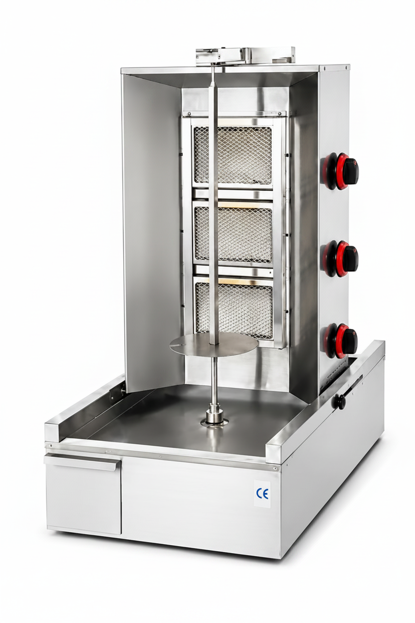 Machine à kebab professionnelle à gaz – 3 ou 4 feux – matériel CHR professionnel JL CHR