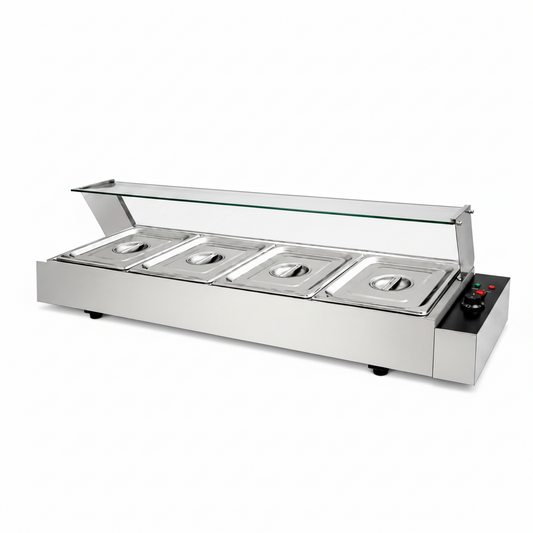 Bain-marie vitré professionnel – 4 bacs GN 1/2 – matériel CHR professionnel JL CHR