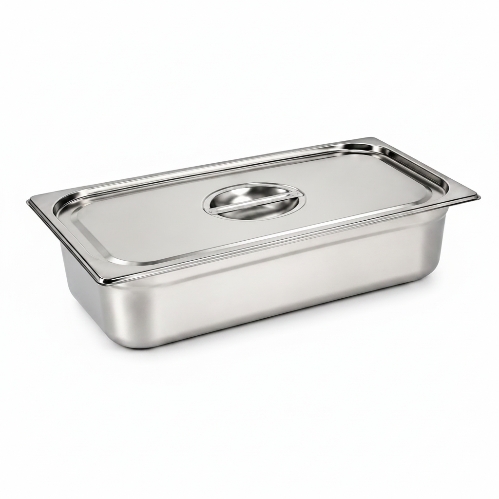 Bac Gastro GN 1/1 avec couvercle inox – Acier inoxydable 1 mm – matériel CHR professionnel JL CHR