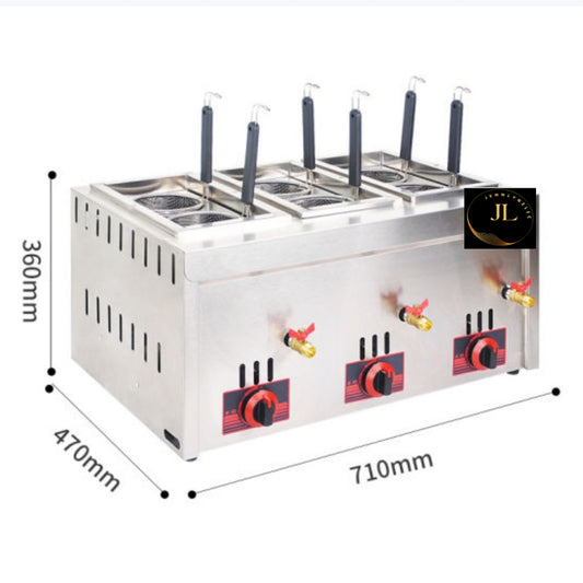 Cuiseur de pâtes professionnel six paniers à gaz acier inoxydable