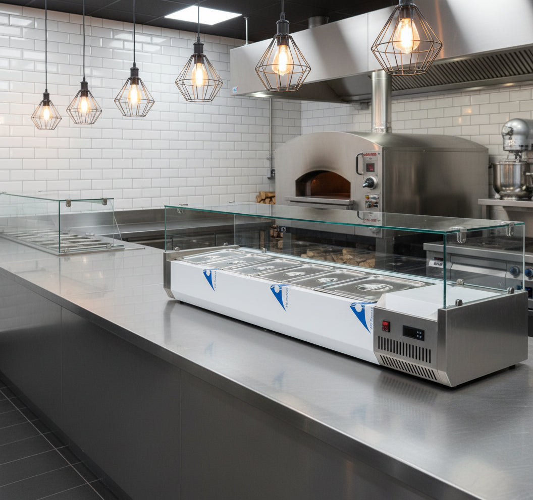 vitrine réfrigérée à salades 150 cm  – 6 bacs GN inclus – Matériel CHR